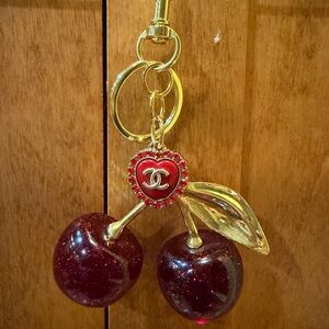 CC Charm Upcycled with Dark Red Cherry Keychain/Bag Charm 🍒